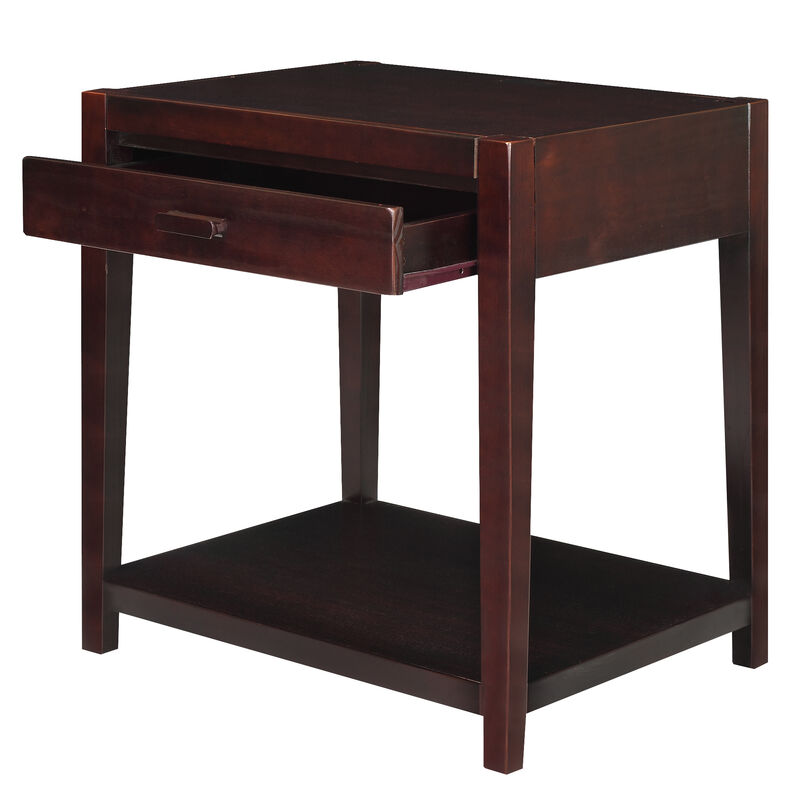 Casual Home Notre Dame Nightstand with USB Ports-Espresso, 18.75 in x 24 in x 26 in (D x W x H)
