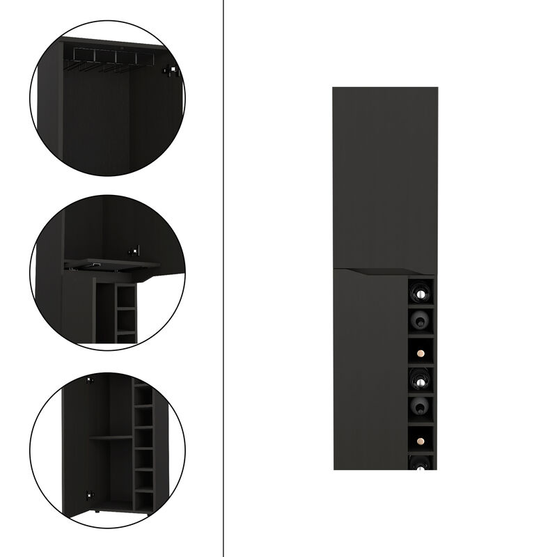 DEPOT E-SHOP Haora Tall Bar Double Door Cabinet, Seven Built-in Wine Rack, One Mobile Shelf, Two Interior Shelves, Black