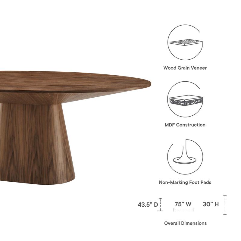 Modway - Provision 75" Oval Dining Table Walnut