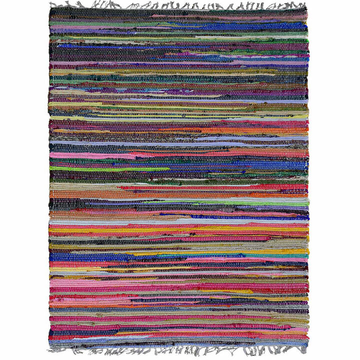 RUGSOTIC CARPETS HAND WOVEN FLAT WEAVE KILIM COTTON ECO-FRIENDLY AREA RUGS  - 3'x5', Rectangle Shape, Multicolor Color, Contemporary Modern Design, Low Pile  Handmade Area Rugs (DC0145)