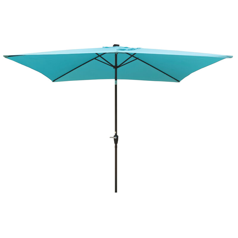 Solar LED Patio Umbrella: Crank, Tilt, 10x6.5 ft