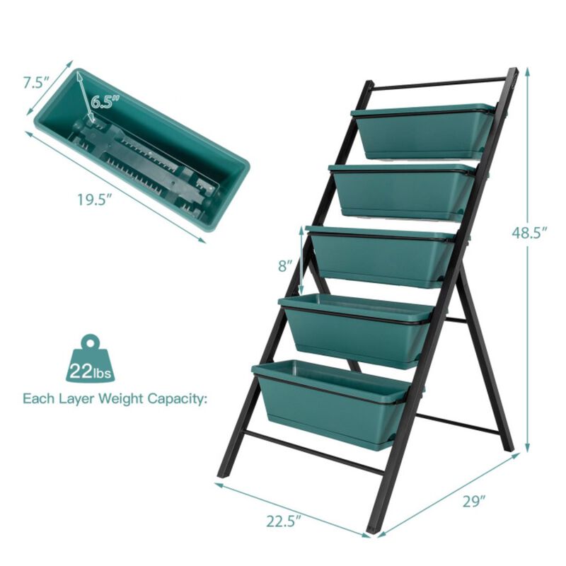 Hivvago 5-tier Vertical Garden Planter Box Elevated Raised Bed with 5 Container