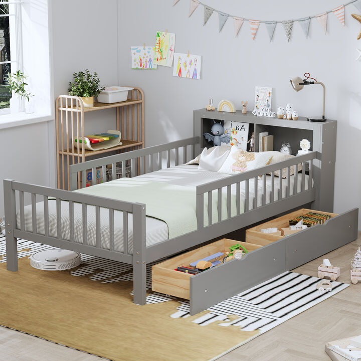 Merax Platform Bed with Headboard Storage Rack