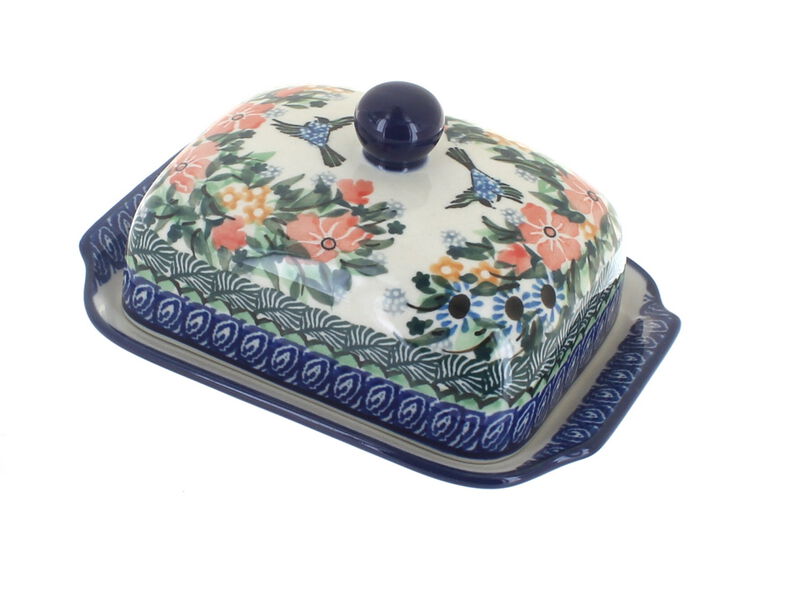 Blue Rose Polish Pottery Maria Butter Dish