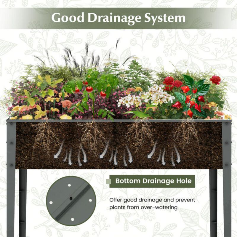 Galvanized Raised Garden Bed Elevated Planter Box with Legs and Drainage Hole