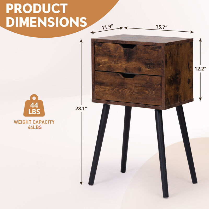 Streamdale 2-Drawer Nightstand in Rustic Brown