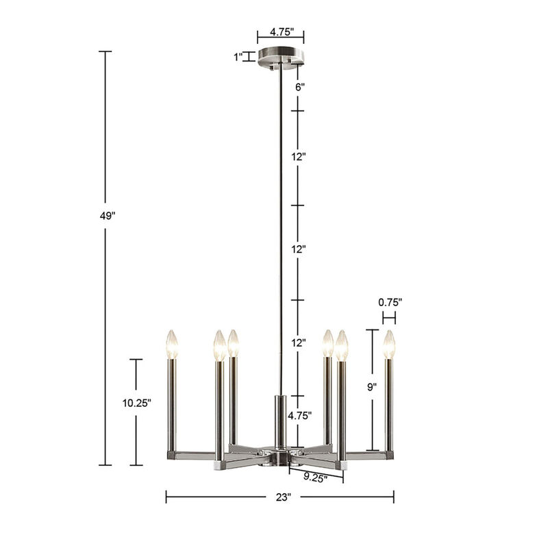 Renzetti 6-Light Contemporary Candelabra Style Chandelier