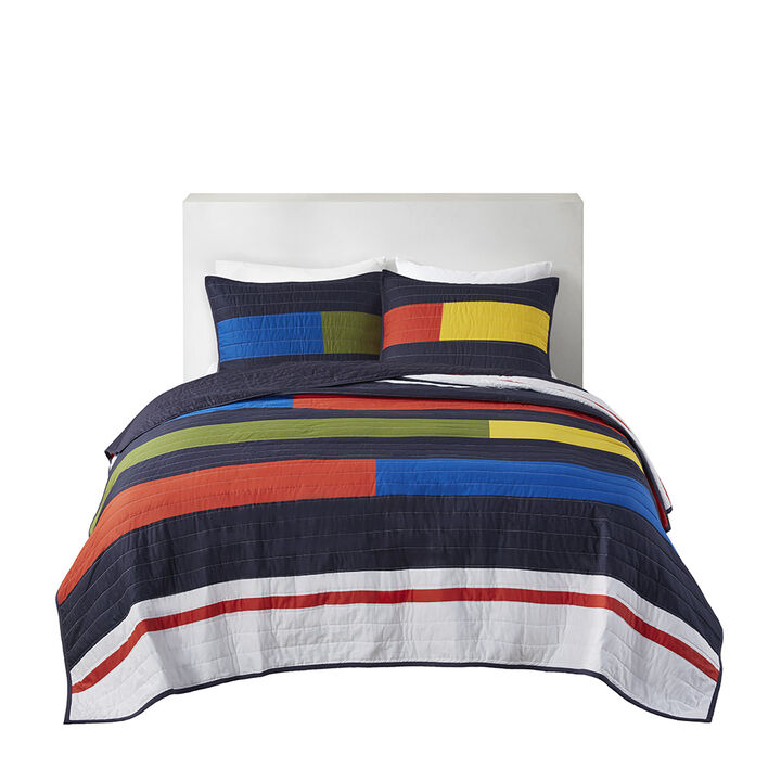 Gracie Mills Kaelith Stripe Printed Quilt Set