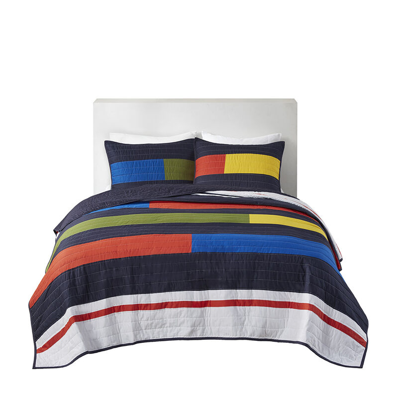 Gracie Mills Kaelith Stripe Printed Quilt Set