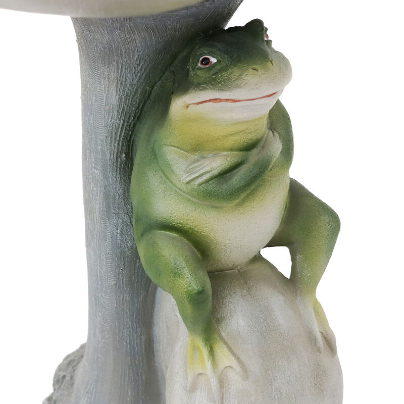 Sunnydaze Polyresin Brooding Frog on Stone Outdoor Garden Bird Bath - 22 in