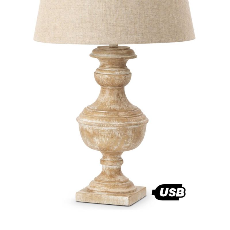 Lux Lighting Waverly 32” Beige Farmhouse Polyresin Table Lamp, (Set of 2)