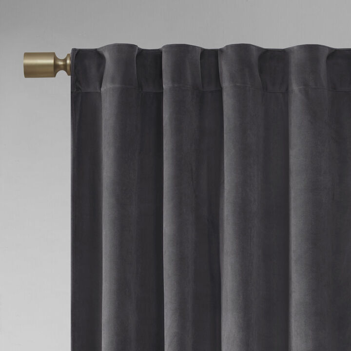 Gracie Mills Peregrine Velvet Room Darkening Curtain Panel Pair - 37x84"