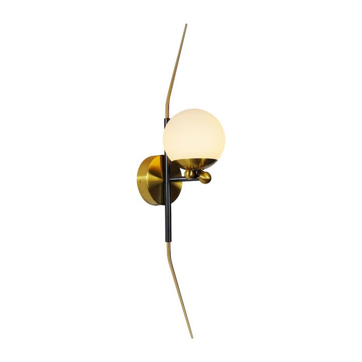 VONN Lighting Integrated LED Wall Sconce Light with Glass Shade in Antique Brass