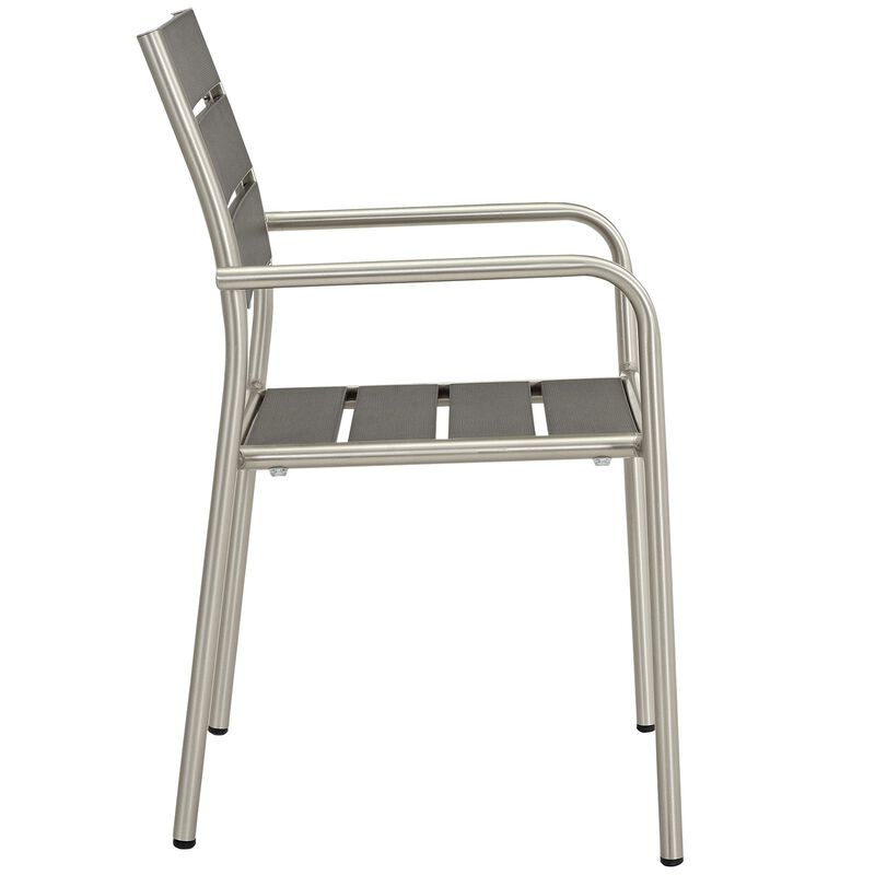 Modway Shore Aluminum Outdoor Patio Armchair in Silver Gray