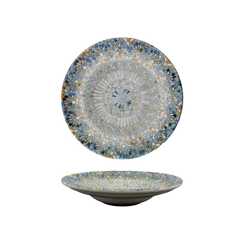 Luca Mosaic Matte dia.10.75" h:2.25" 16 oz. Round Decorated Porcelain Bowl (Set of 2)