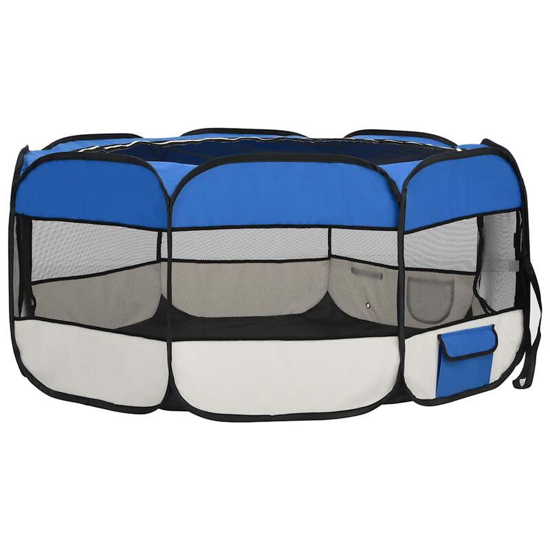 Foldable Dog Playpen with Carrying Bag Black 57.1"x57.1"x24"