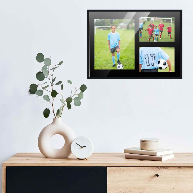 12x17 Wood Collage Frame with a Black Mat for 8x10 & 5x7 Pictures