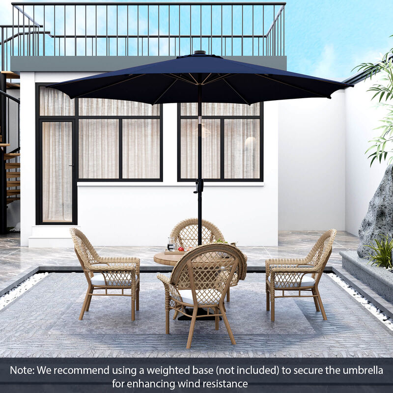 10-Foot Patio Umbrella with 112 Solar LED Lights and Crank Handle