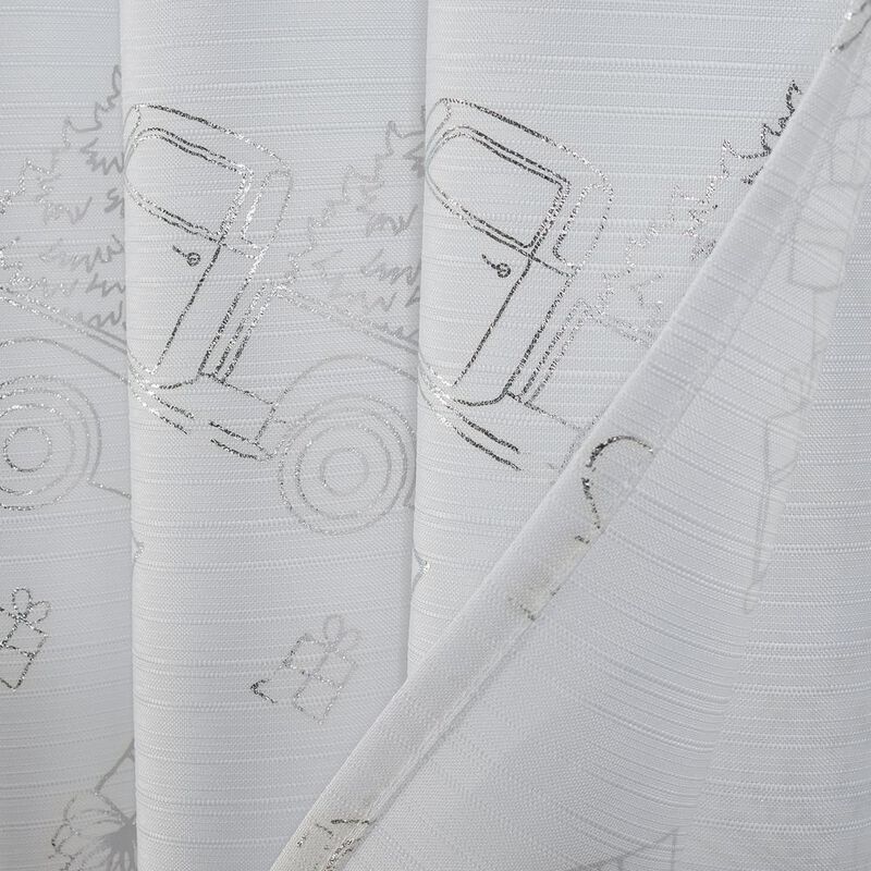 RT Designers Collection Christmas Trucks Foil Shower Curtain 70" x 72" White/Silver