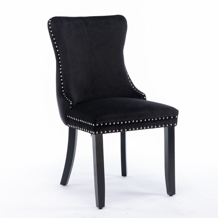 Black Upholstered Dining Chairs, Set of 2