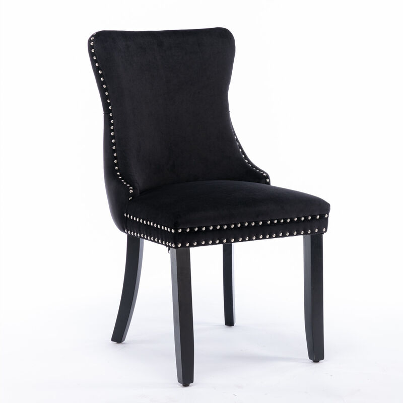 Black Upholstered Dining Chairs, Set of 2