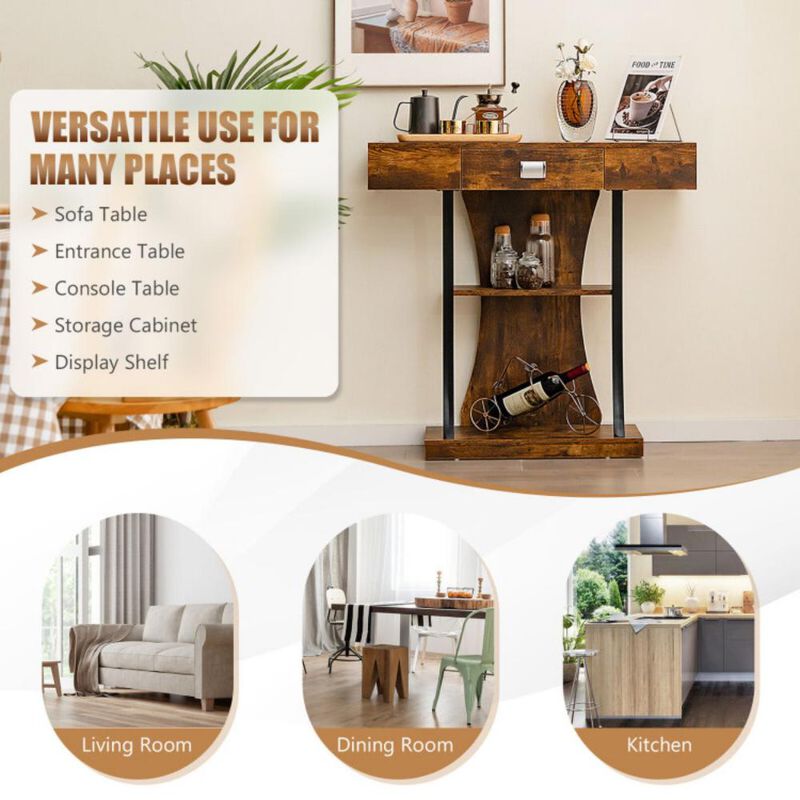 Hivvago Console Table with Drawer and 2-Tier Shelves for Entryway Living Room