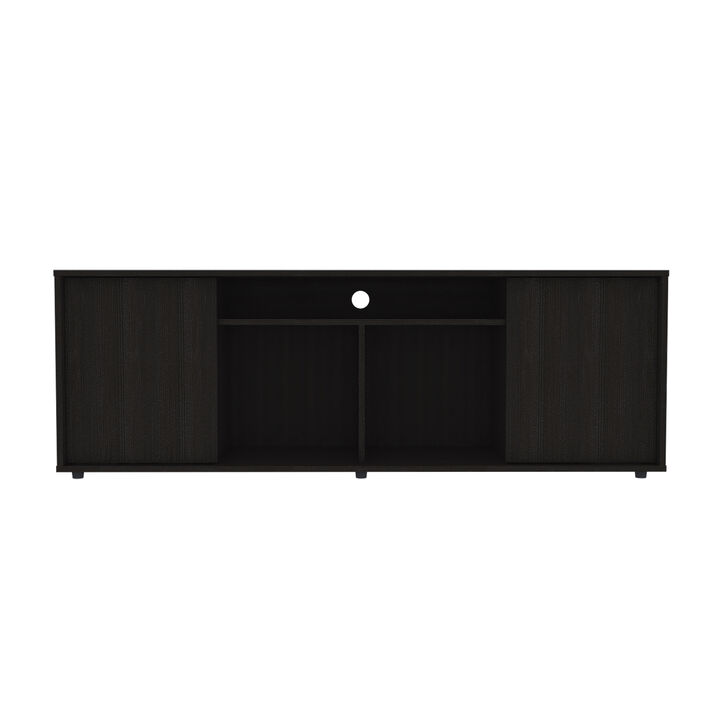 DEPOT E-SHOP Dallas Tv Stand for TV´s up 55", Two Cabinets With Single Door, Four Shelves, Black