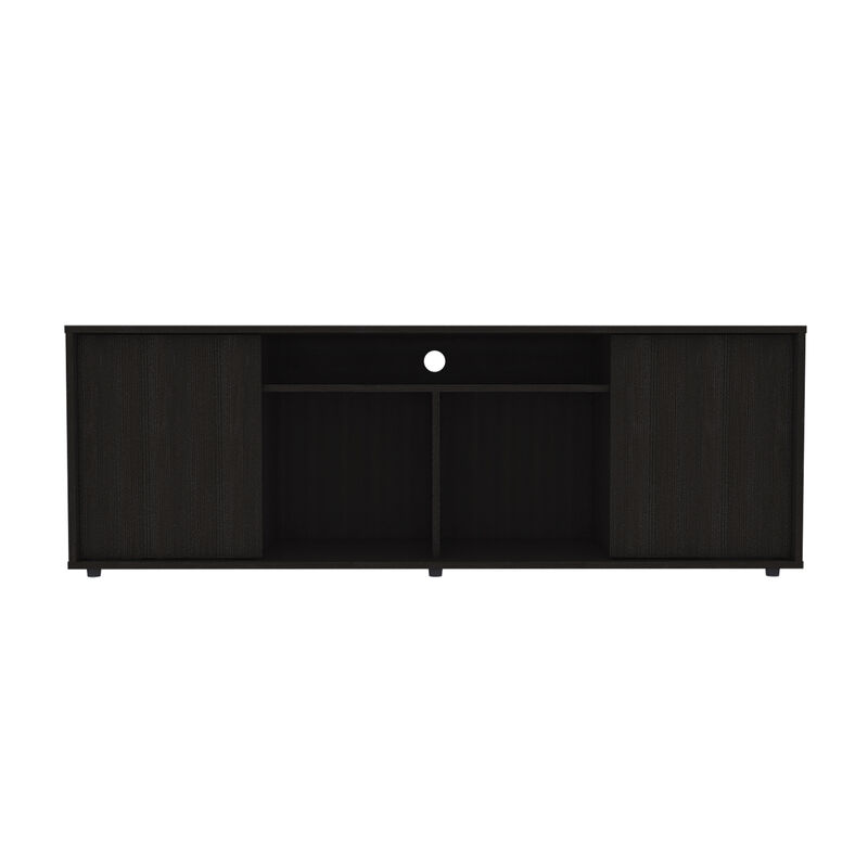 DEPOT E-SHOP Dallas Tv Stand for TV´s up 55", Two Cabinets With Single Door, Four Shelves, Black