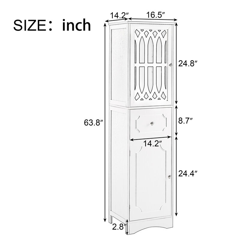 Merax  Freestanding Linen Cabinet Bathroom Storage Cabinet