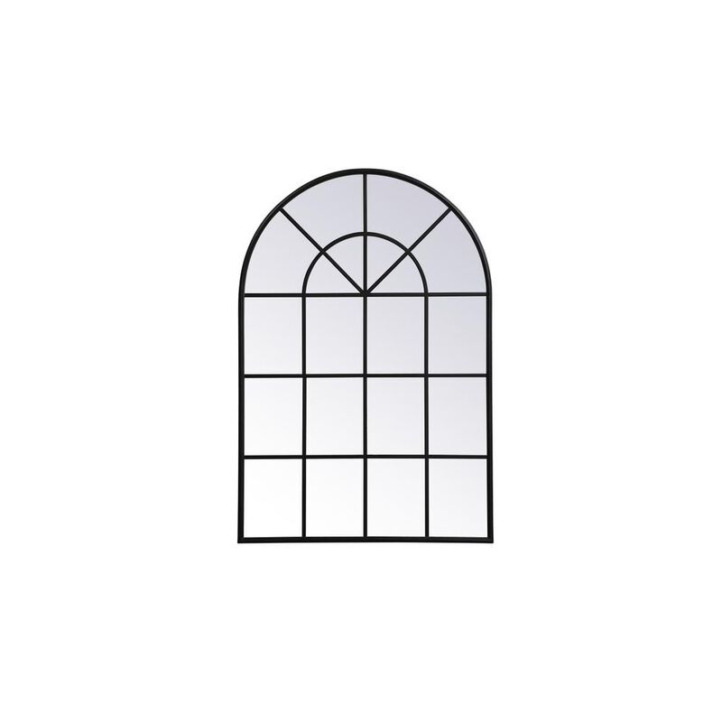 Elegant Decor Metal windowpane mirror 36 inch x 53 inch in Black