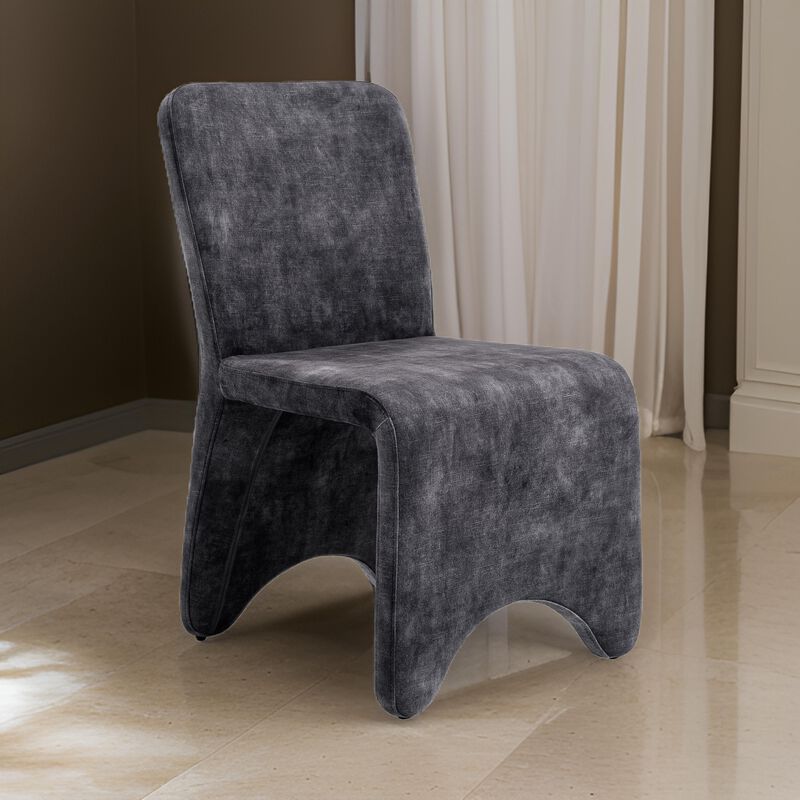 Cid Lou 19 Inch Side Dining Chair Set of 2, Gray Polyester, Panel Frame - Benzara