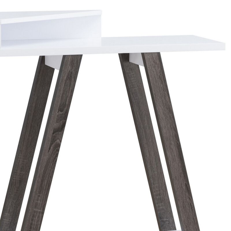 Baki 38 Inch Modern Wood Side Console Table, Corner Compartment, White-Benzara