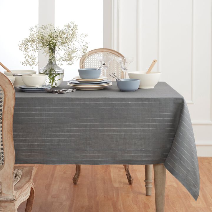 Solino Home 100% Pure Linen Tablecloth | Pinstripe