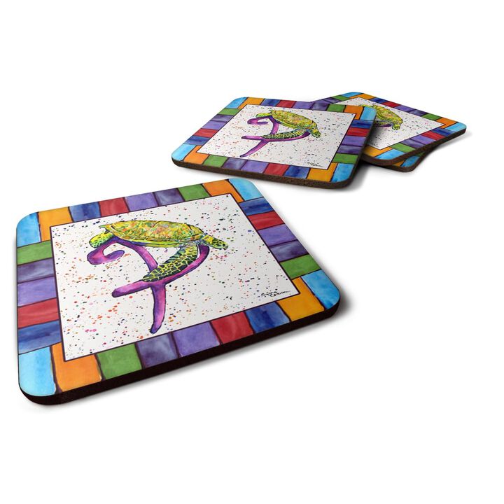 Caroline's Treasures 8439-PFC Beach and Seafood Foam Coasters (Set of 4), 3.5 H x 3.5 W, Multicolor