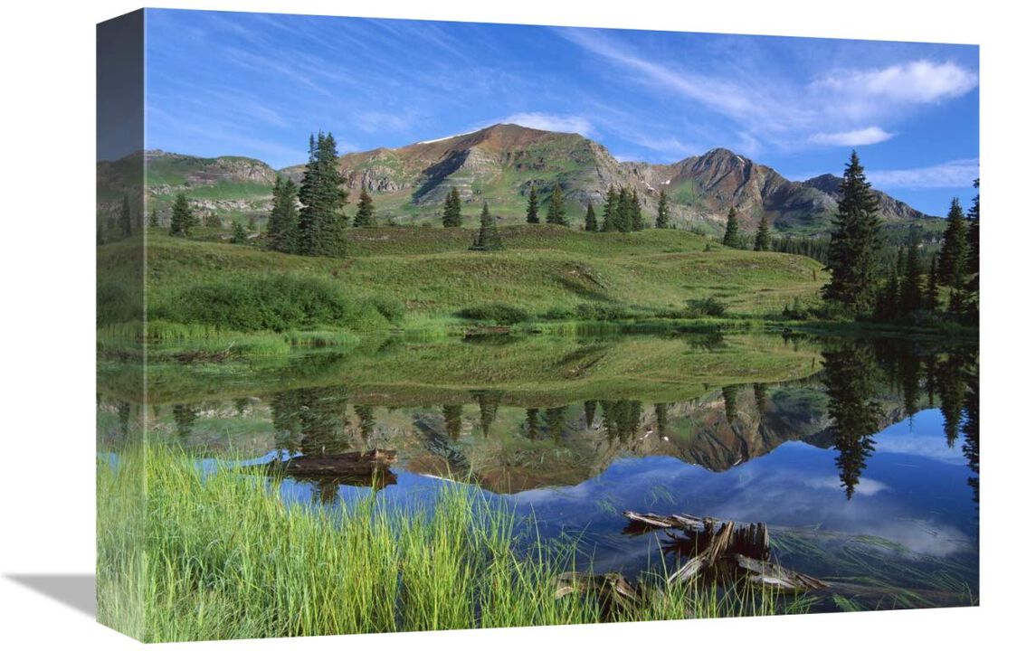 Ruby Peak reflected in lake, Raggeds Wilderness, Colorado-Canvas Art-16x12