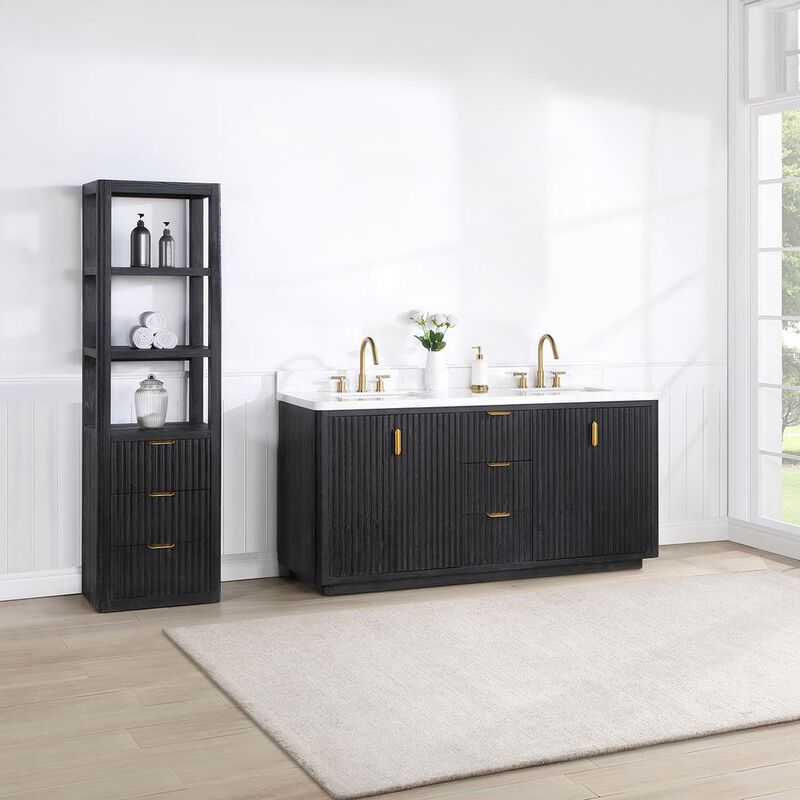 Vinnova Design Free-standing Double Bathroom Vanity with Composite top in Lightning White