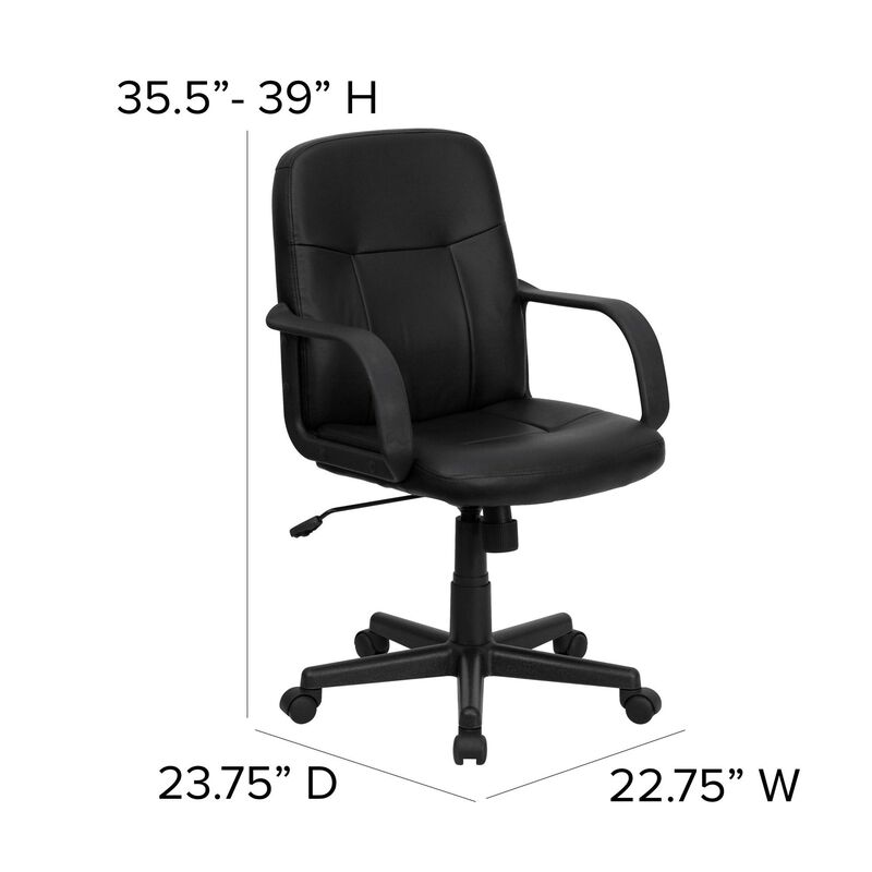 Paulson Mid-Back Black Glove Vinyl Executive Swivel Office Chair with Arms