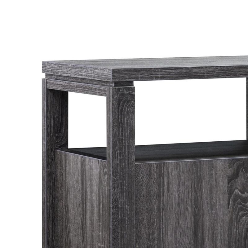 47 Inch Serving Cabinet Buffet Sideboard Console, 2 Shelves, 3 Doors, Gray - Benzara