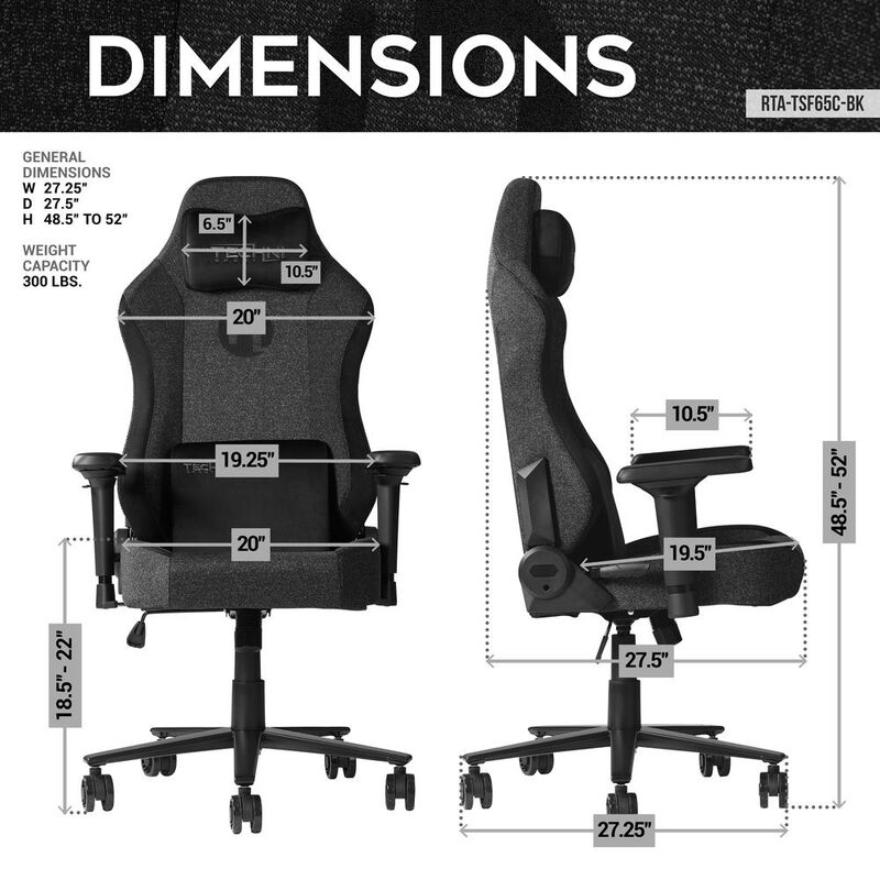 Techni Sport Fabric Gaming Chair - Black