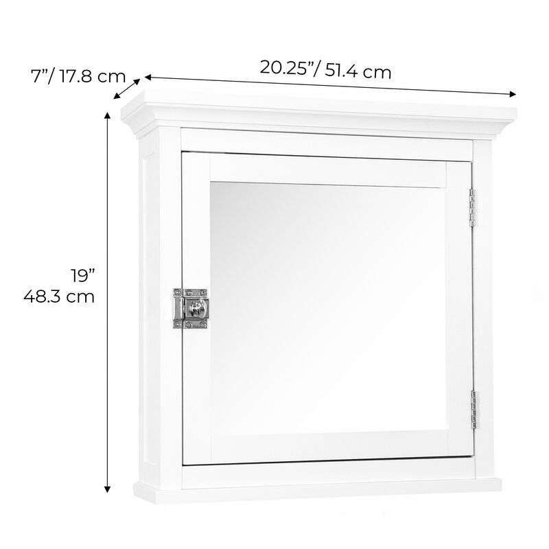 Teamson Home Madison Removable Wooden Medicine Cabinet with Mirrored Door- White