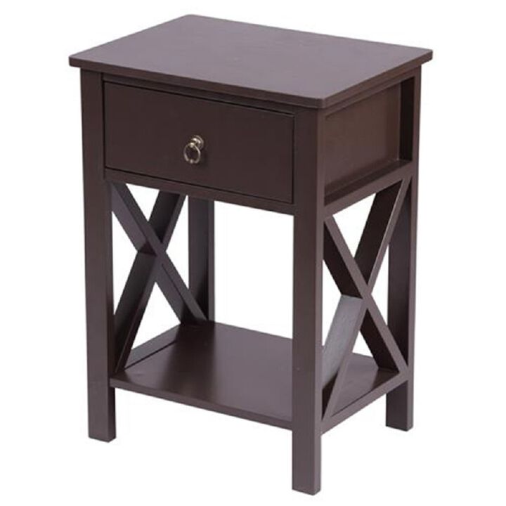 Nightstand Modern End Table, Side Table with 1 Drawer and Storage Shelf