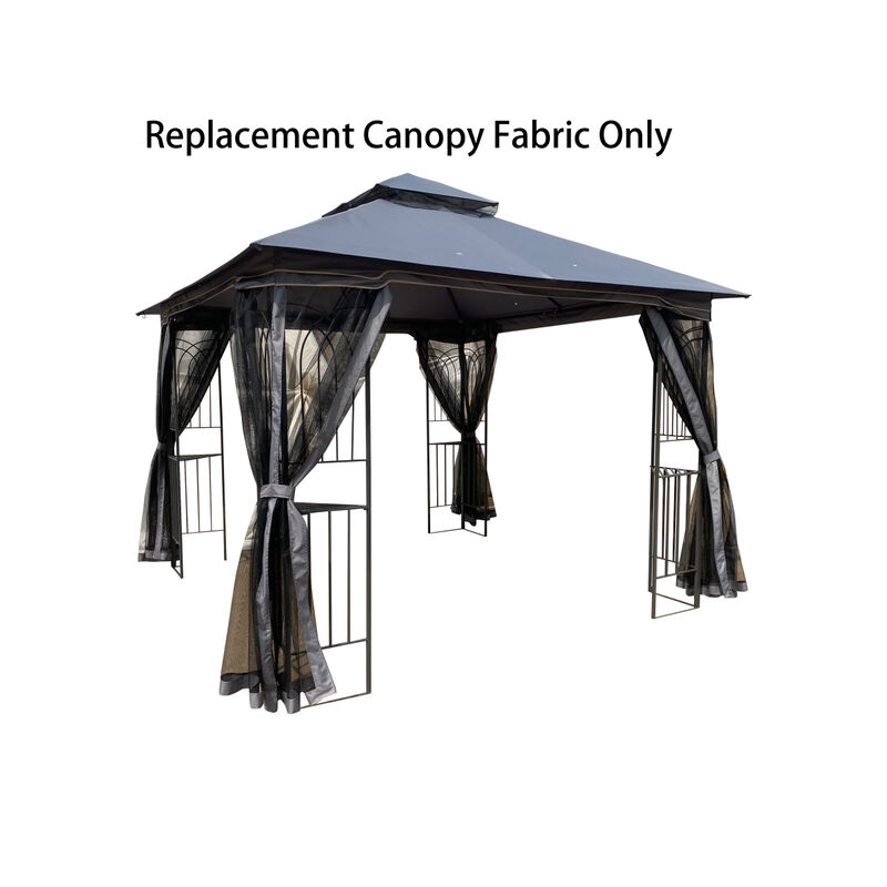 10x10 FT Patio Double Roof Gazebo Replacement Canopy Top Fabric