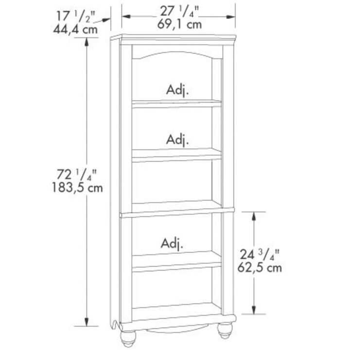 Hivvago Elegant Display Shelf Bookcase with 5 Shelves in Antique White Wood Finish