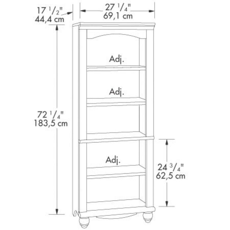 Hivvago Elegant Display Shelf Bookcase with 5 Shelves in Antique White Wood Finish