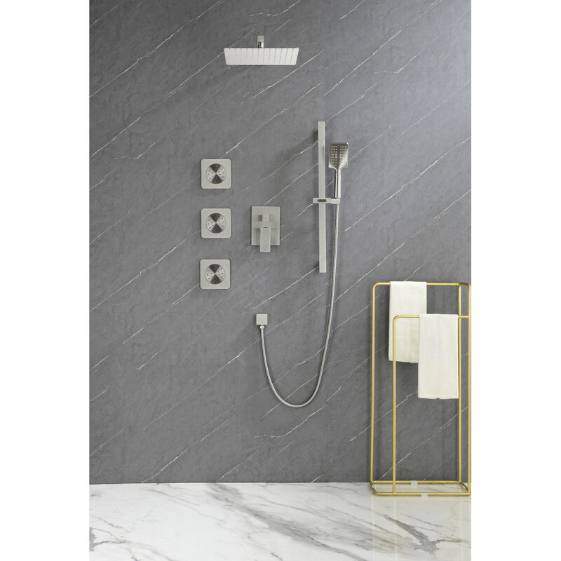 Shower System With Shower Head, Hand Shower, Slide Bar, Body Sprays, Shower Arm, Hose, Valve