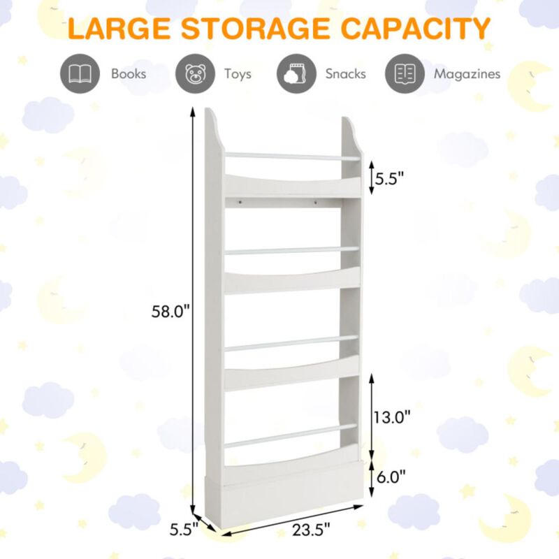 Hivvago 4-Tier Bookshelf with 2 Anti-Tipping Kits for Books and Magazine