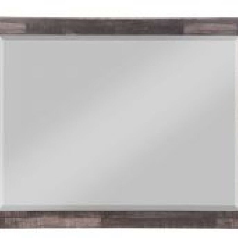 48 Inch Wood Mirror, Landscape, Beveled, Rustic Brown - Benzara