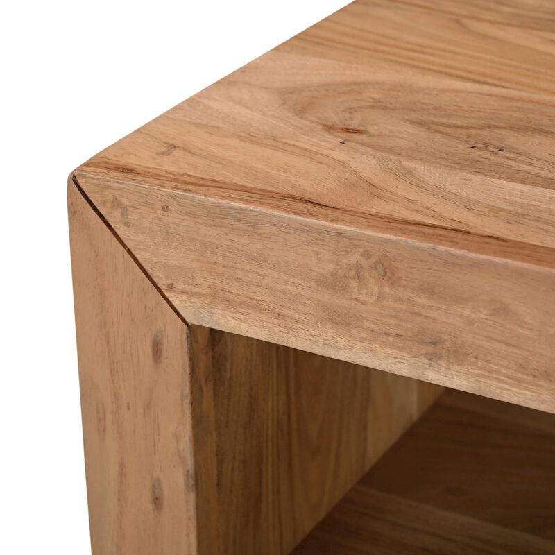 Jofran Dev Modern Mitered Angle Solid Wood End Table with Storage Shelf