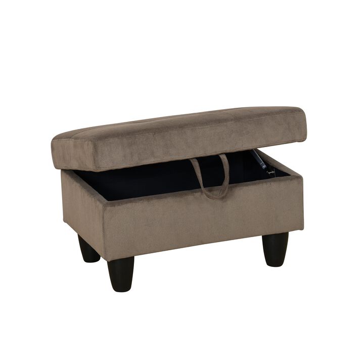 28.5 in. W Brown Velvet Rectangle Ottoman with Storage