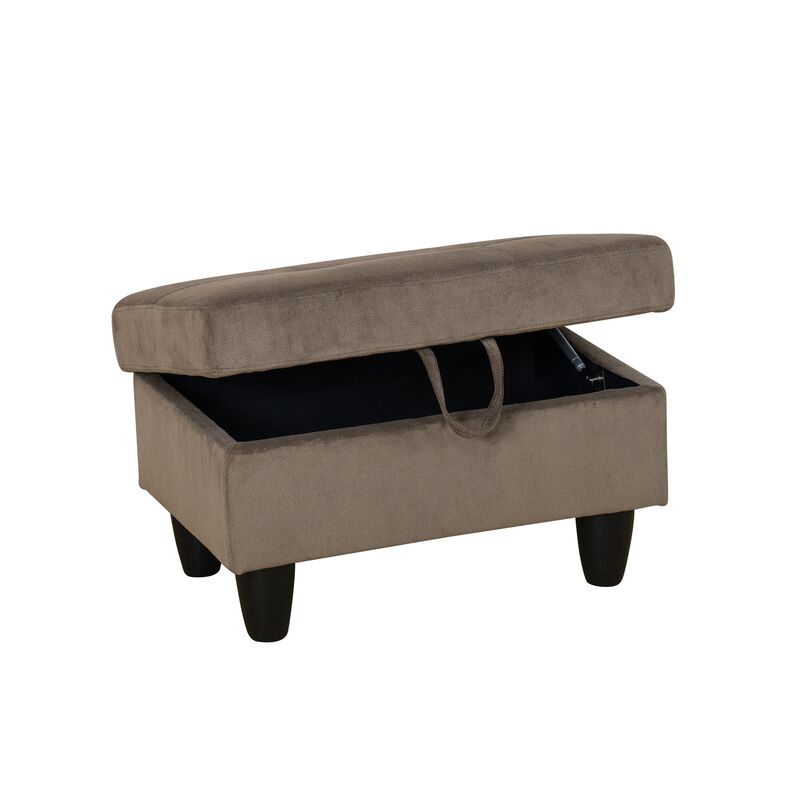 28.5 in. W Brown Velvet Rectangle Ottoman with Storage